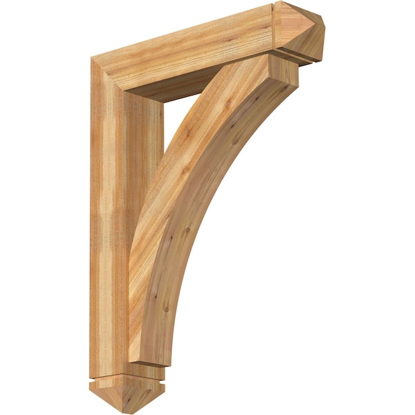 Ekena Millwork Thorton Arts and Crafts Rough Sawn Bracket w/ Offset Brace, Western Red Cedar, 8"W x 36"D x 48"H BKT0806X36X48THR03RWR - main